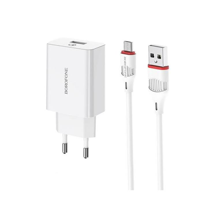 شارژر دیواری بروفون مدل BA21A به همراه کابل تبدیل microUSB
